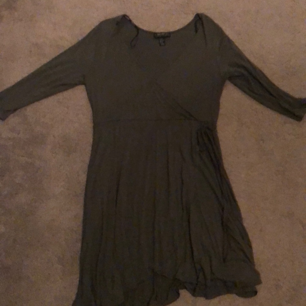 Olive green wrap style dress